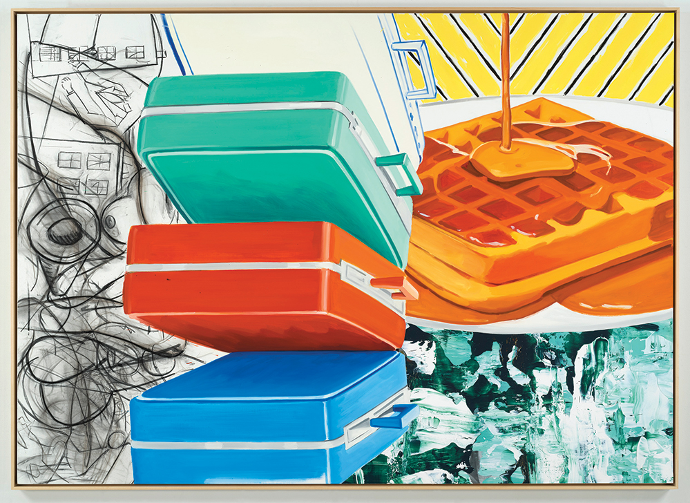 Waffles, 2016. Oil, acrylic, charcoal and archival digital print on linen (Artwork photo by artwork photo by John Berens, courtesy of the artist and Lehmann Maupin Hong Kong)